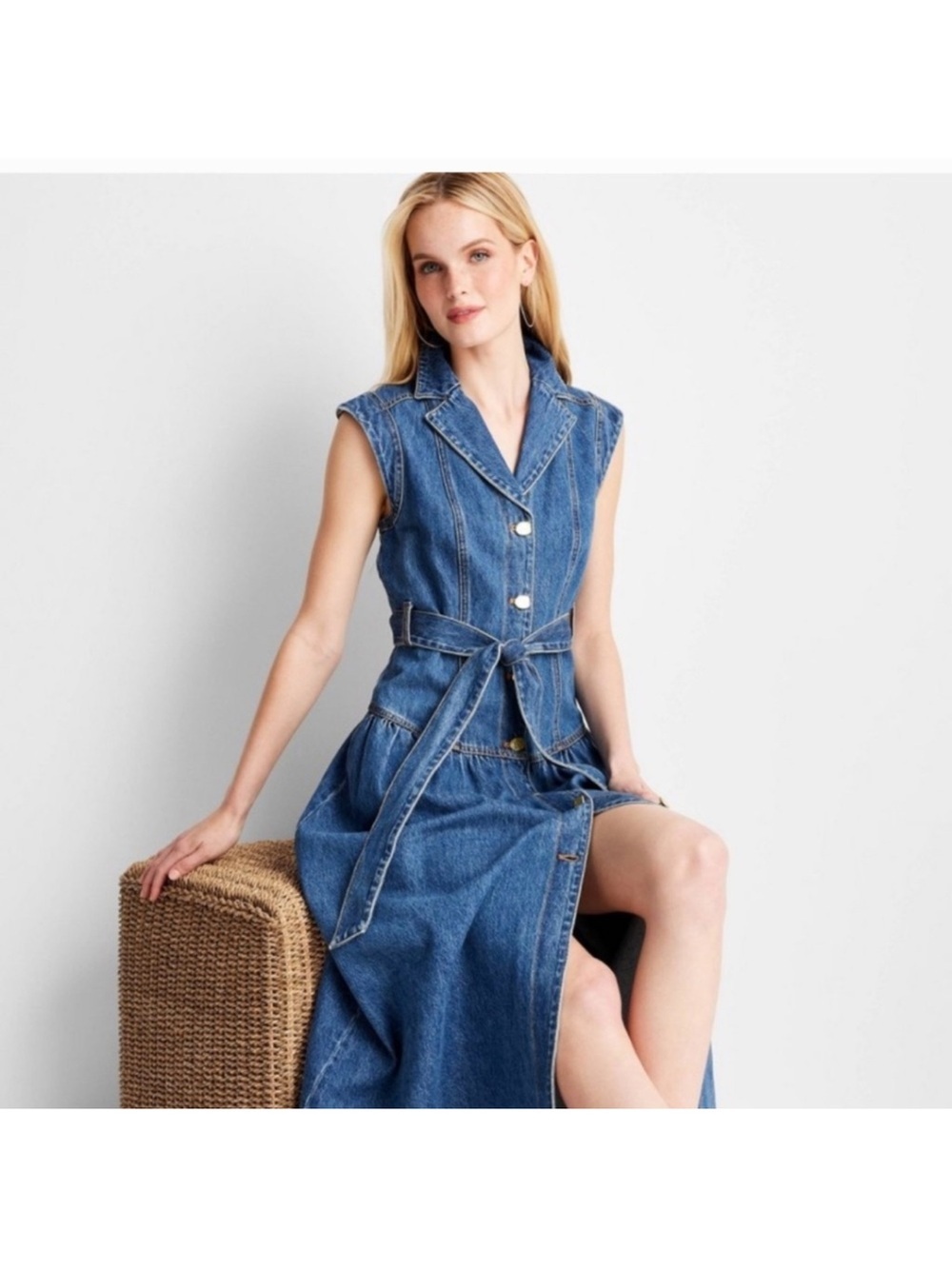 Universal thread Women Tie-Waist Midi A-Line Dress - Picture 3 of 13